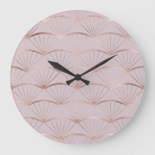 Art deco, roos gouden fan tegels. grote klok