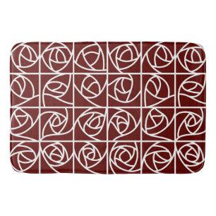 Art Deco Roos Pleinen Gestileerde Bloemen Diep Roo Badmat