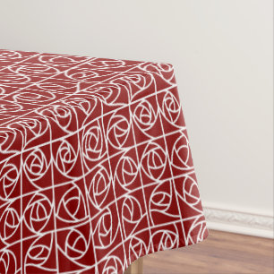 Art Deco Roos Vierkantjes Gestileerde Bloemen Prim Tafelkleed