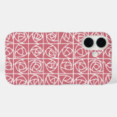 Art Deco Roos Vierkantjes Gestileerde Bloemroze Case-Mate iPhone Case (Achterkant (horizontaal))