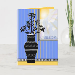 Art Deco Rosh Hashonah Jewish New Year Holiday Kaa Feestdagen Kaart