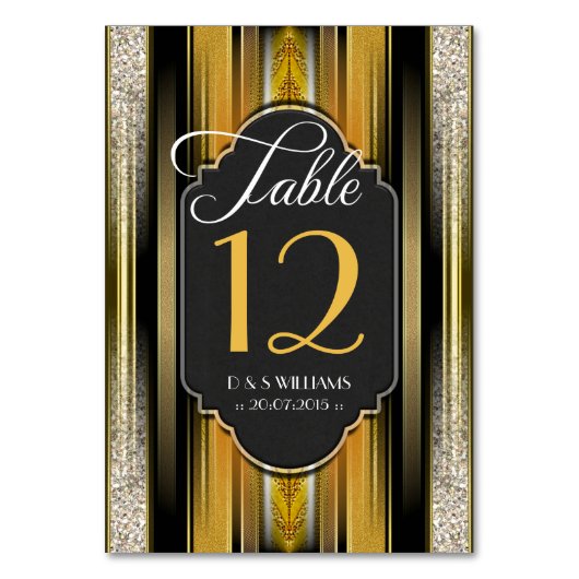 Art Déco Royal Gold Mariage Tableau Numéro Cartes (Par défaut)