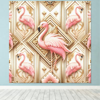 Art Deco Roze Flamingo Canvasprint