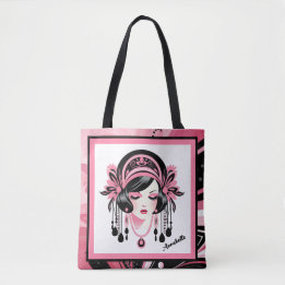 Art Deco roze kralen meisje Draagtas