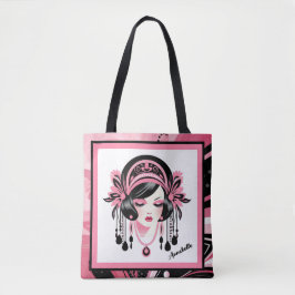 Art Deco roze kralen meisje Draagtas