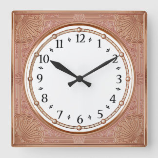 Art Deco Roze Vierkante Klok