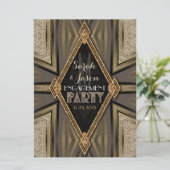 Art Deco Rustieke Gouden Romantiek Verlovingsring Kaart (Staand voorkant)