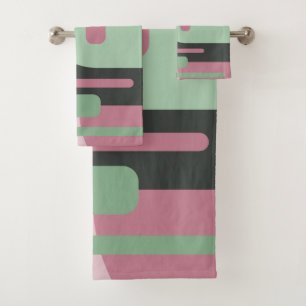 Art Deco Samenstelling Roze en Groen #2 Bad Handdoek