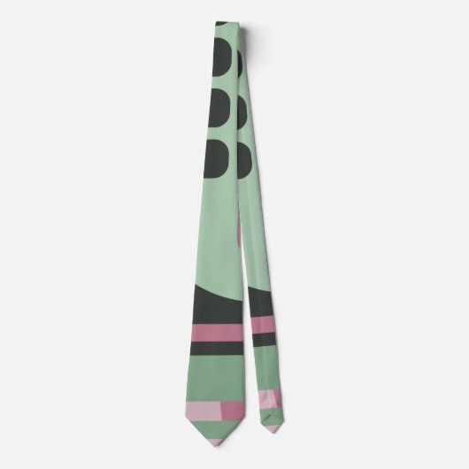 Art Deco Samenstelling Roze en Groen #2 Stropdas (Voorkant)