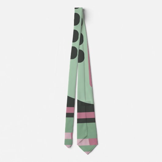 Art Deco Samenstelling Roze en Groen #2 Stropdas (Achterkant)