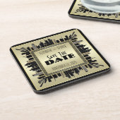 Art Deco Save the Date Champagne Gold Gatsby Glam Bier Onderzetter (Linkerzijde)
