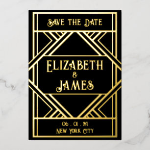Art Deco Save the Date Folie Uitnodiging