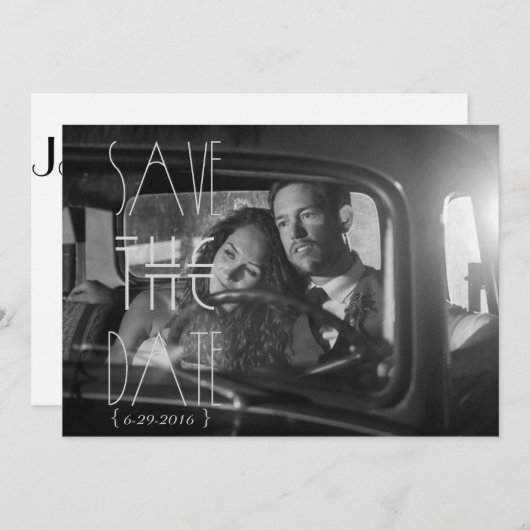 Art Deco Save the Date | Foto Uitnodiging (Voorkant / Achterkant)