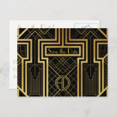 Art Deco Save the Date Kaart (Voorkant / Achterkant)
