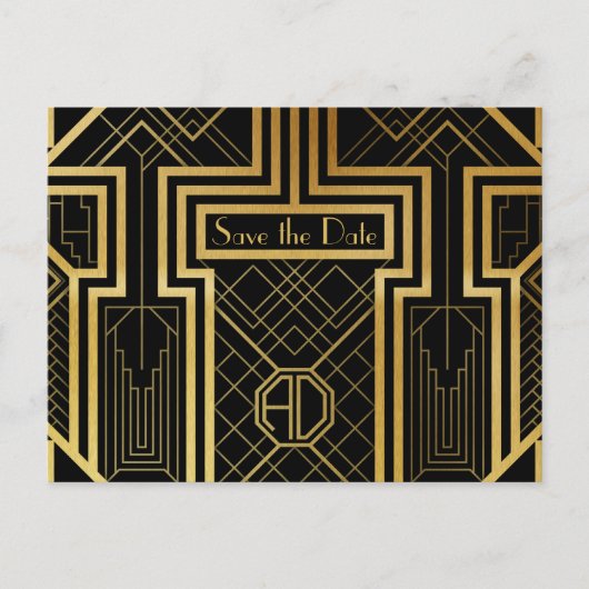 Art Deco Save the Date Kaart (Voorkant)