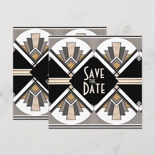 Art Deco Save the Date Plat Kaart (Voorkant / Achterkant)
