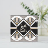 Art Deco Save the Date Plat Kaart (Staand voorkant)