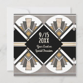 Art Deco Save the Date Plat Kaart (Achterkant)