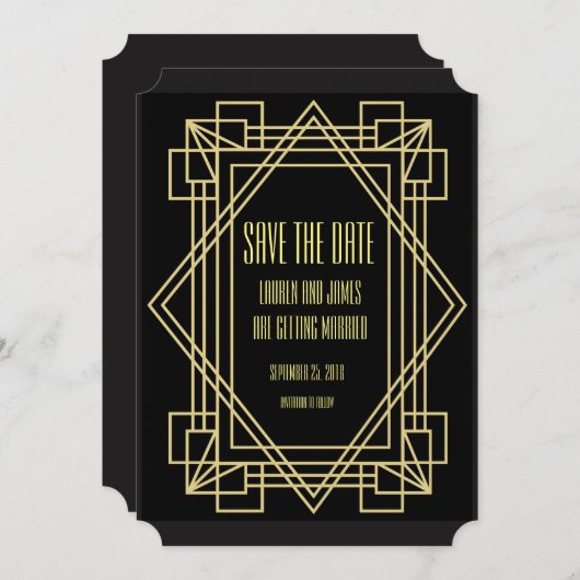 Art Deco Save the date Trouw uitnodiging (Voorkant / Achterkant)