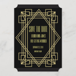 Art Deco Save the date Trouw uitnodiging