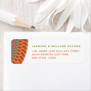 Art Deco Scallop Fan Asian Wedding Address Etiket