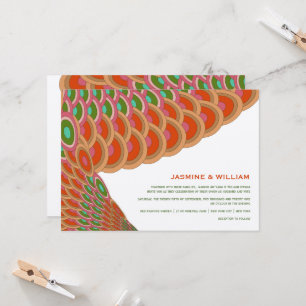 Art Deco Scallop Fan Boho Asian Wedding Kaart