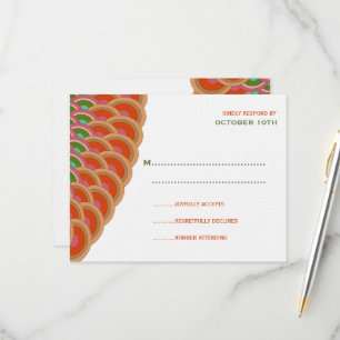 Art Deco Scallop Fan Boho Asian Wedding RSVP Kaartje