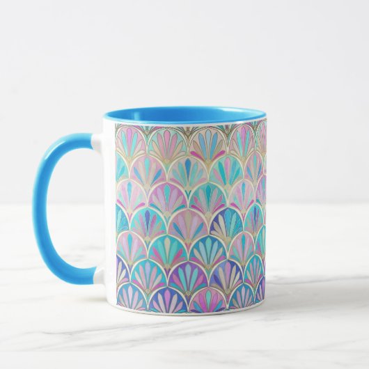 Art Deco Scallops Verjaardagscadeau voor Haar Pink Mok (Links)