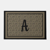 Art Deco Scallops Zwart Tan Custom Monogram Design Deurmat (Voorkant)