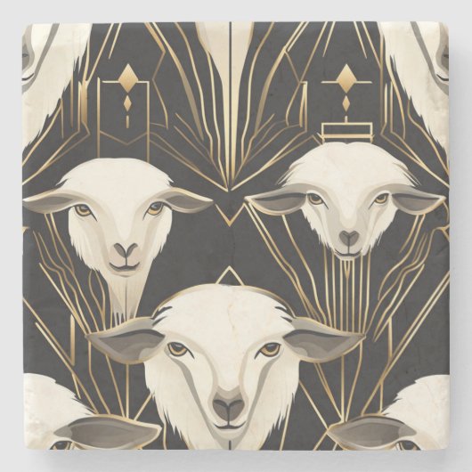 Art Deco Schaap No1 Stenen Onderzetter (Voorkant)