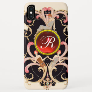 ART DECO SCHOONHEID MODE RODE ROBIJN EDELSTEEN MON iPhone XS MAX HOESJE