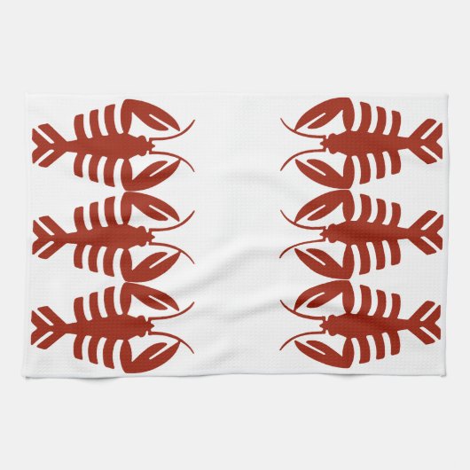 Art Deco Seafood, Lobster in het rood Theedoek (Horizontaal)