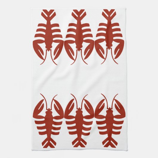 Art Deco Seafood, Lobster in het rood Theedoek (Verticaal)