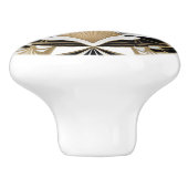 Art Deco Seashell Zwart Wit en Goud Shell Keramische Knop (Zijkant)