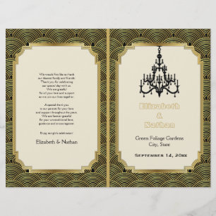 Art Déco seigaiha chandelier programme de mariage