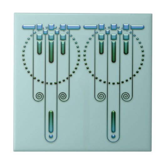 Art Deco "Shades of" Tile. Tegeltje (Voorkant)