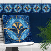 Art Deco Shell - Blauw Marmer & Goud Tegeltje