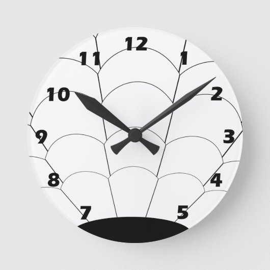 Art Deco Shell Design Black en White Ronde Klok (Voorkant)