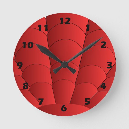 Art Deco Shell Design Red  Ronde Klok (Voorkant)