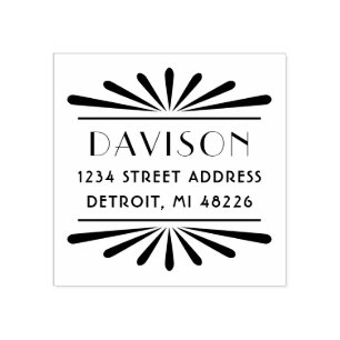  Art Deco Shell Lijst Return-adres Rubberstempel