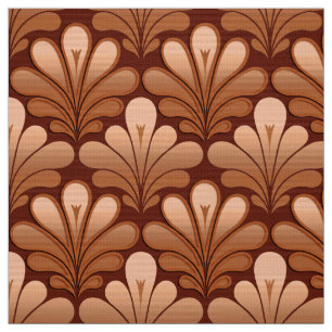 Art Deco Shell Pattern, Copper and Rust Brown Stof