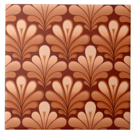 Art Deco Shell Pattern, Copper and Rust Brown Tegeltje