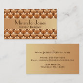 Art Deco Shell Pattern, Copper & Chocolate Brown Visitekaartje (Voorkant / Achterkant)