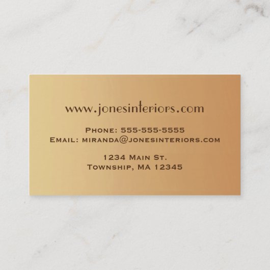 Art Deco Shell Pattern, Copper & Chocolate Brown Visitekaartje (Achterkant)