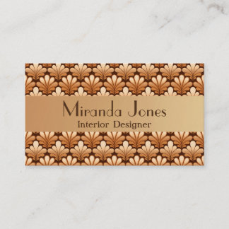Art Deco Shell Pattern, Copper & Chocolate Brown Visitekaartje