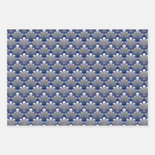 Art Deco Shell Pattern, Copper, Silver en Gold Inpakpapier Vel (Voorkant 2)