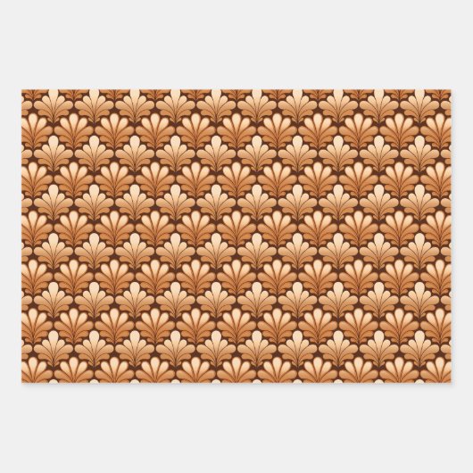 Art Deco Shell Pattern, Copper, Silver en Gold Inpakpapier Vel (Voorkant)