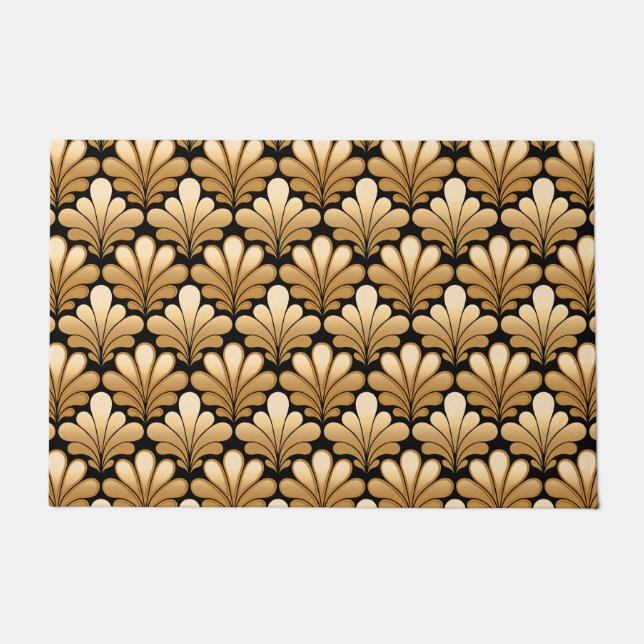 Art Deco Shell Pattern, Gold en Black Deurmat (Voorkant)