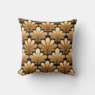 Art Deco Shell Pattern, Gold en Black Kussen