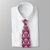 Art Deco Shell Pattern, Grey and Fuchsia Pink Stropdas (Gebonden)